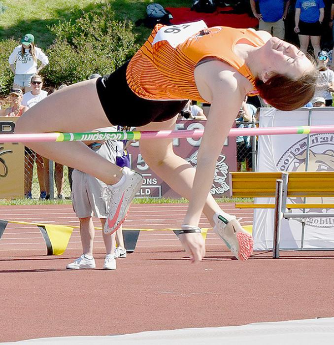 Cody-Kilgore senior Aubree Johnson donned her track uniform for the last time to compete in the Class D Girls High Jump at the 2024 NSAA State Track Meet.