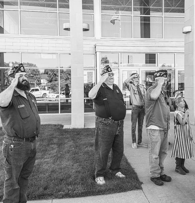 Little Miss Poppy Kayleigh Harms led the Flag Day ceremony with the Pledge of Allegiance. Photos by Laura Vroman