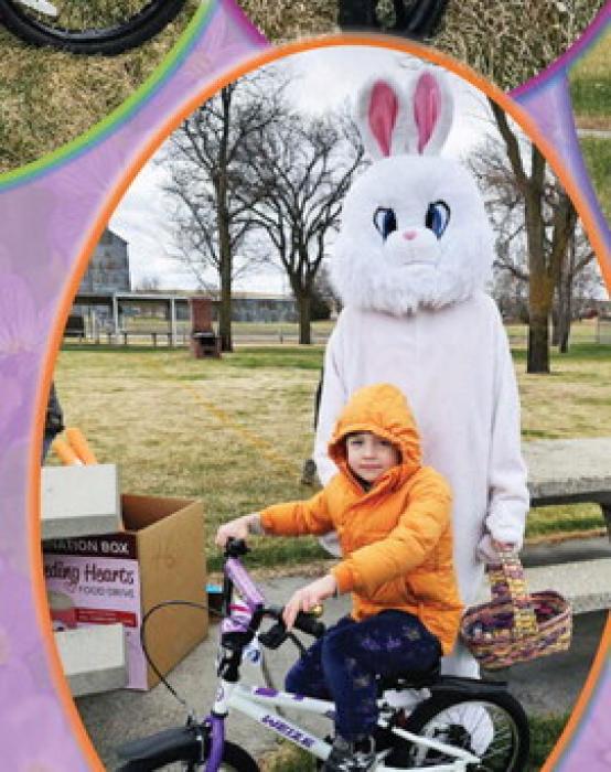 Saturday, April 4, 2026, friends, families headed over to Cody Park in Cody, NE, where they gathered up goodies and prizes. Top winners of the annual Easter Egg hunt included Moxon Risse in the seven to 10 age group pictured above; Huck Knapp in the four to six age group pictured at right; and Dealia Robinson in the up to three years old age group pictured upper right. Security First Bank sponsored the bikes. Photos by Jean Vackiner
