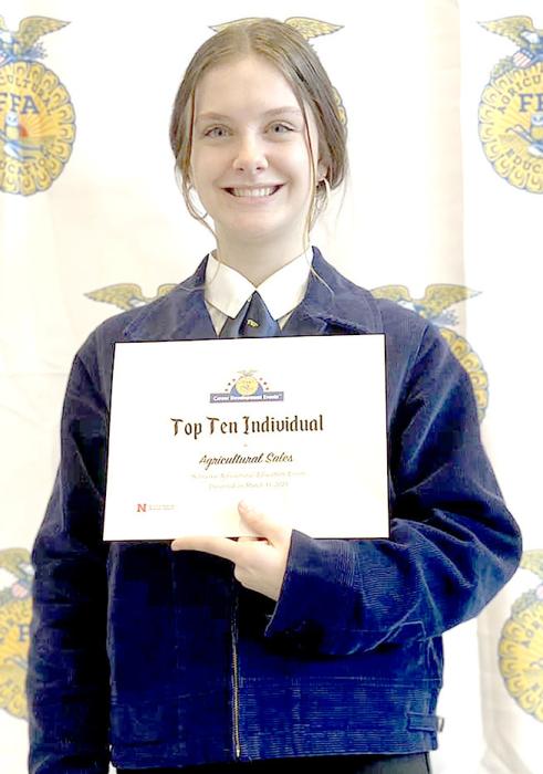 Sheldyn Rodgers earned Top Ten Individual in Agricultural Sales.