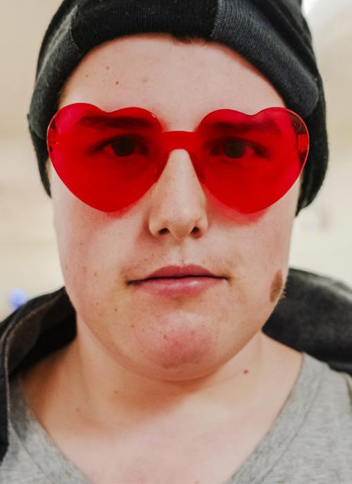 With rose colored glasses, Michael Bauer says he does like Valentines Day, and participated in the ping pong ball drop.