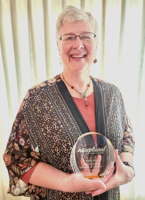 Anita Keys, of Elsmere, with the 2022 Agceptional Woman of the Year award which was held during Northeast Community College’s Agceptional Women’s Conference recently in Norfolk.