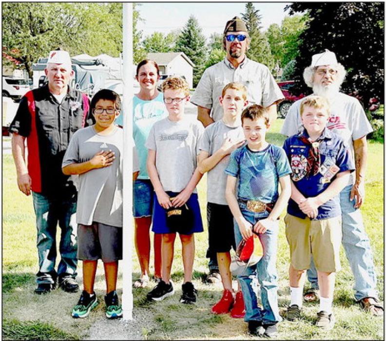 Pictured are back row, L to R: Rex Gallino Nebraska Judge Advocate, Post 5138 QuarterMaster/ Adjutant; Ashlee Ward, Cubmaster Pack 288; Tim Witte Post 5138 Sr Vice Commander; Vince Lopez Post 5138 Commander. Front row, L to R: Luke Osnes, Ryan Adams, Tyson Cochran, Robert Burdick, and Tate Ward all of Cub Scouts Pack 288. More photos are on page 3.