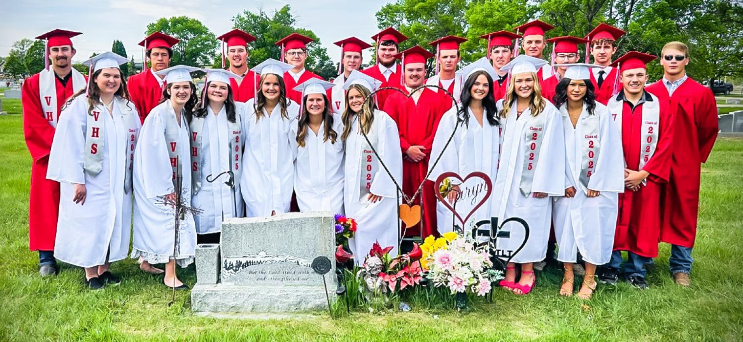 The Valentine High School seniors gathered at Mount Hope Cemetery to include their classmate Taryn Tinant, who died in an automobile accident, as a part of the Class of 2025. The Badger Class held commencement exercises Saturday, May 17, 2025, at 4:00 p.m. at the Valentine High School. Below are the honor speakers words of encouragement to their classmates, family, friends, and faculty. Photos by Nina-Maria Nelson