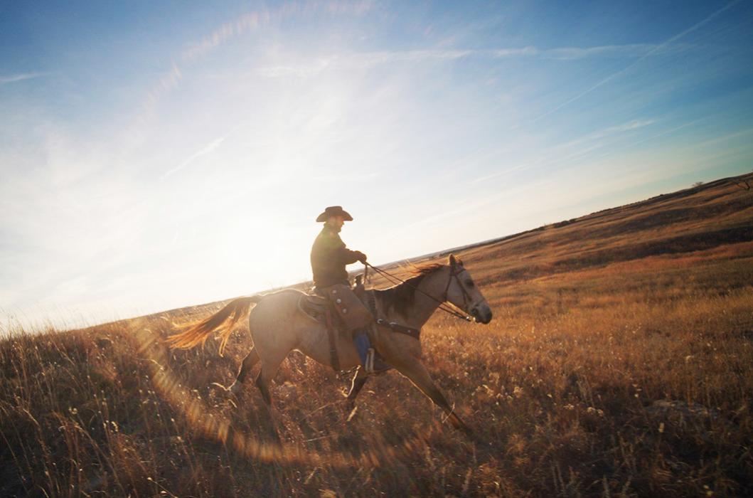 Roger Morgan at the Morgan Ranch in Burwell, Nebraska. A Google video crew captured life at the Sandhills ranch for use in a commercial to run in Nebraska markets during the Super Bowl on Sunday. The ranchers use Google technology in their international business. Photo courtesy of Google