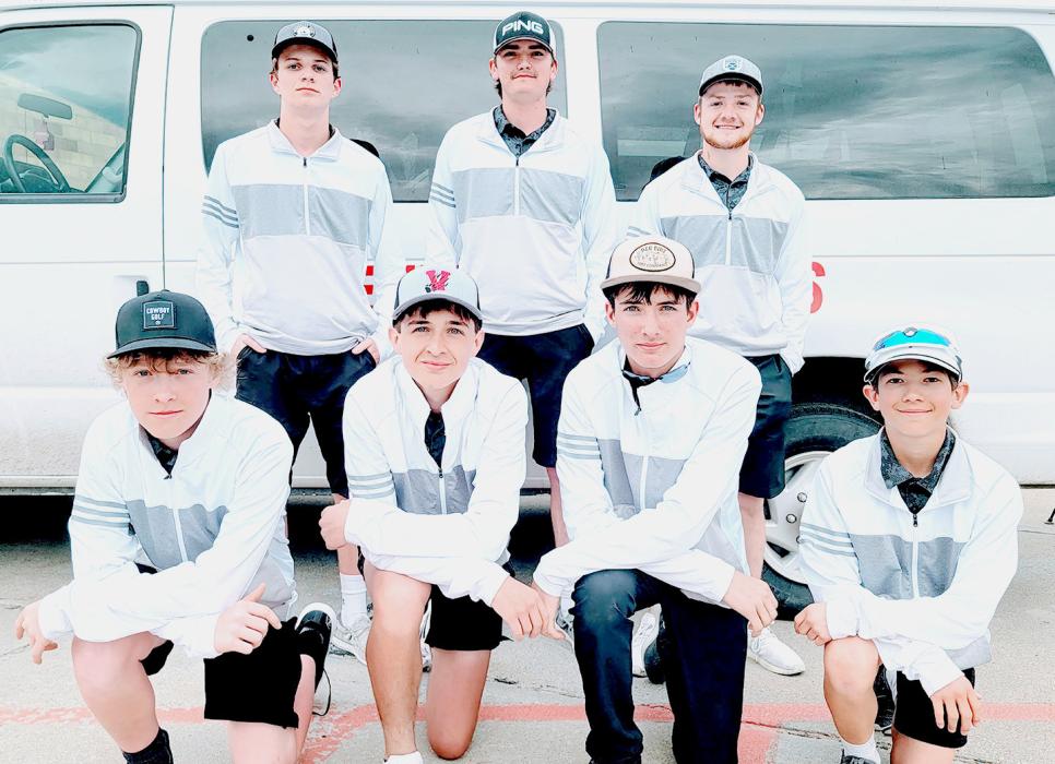 The Badger Team is pictured back row, L to R: Cooper Jordan, Jackson Ravenscroft, and Logan Muirhead. Front row, L to R: Garrett Cumbow, Caden Stankoski, Reeves Witte, and Kanzas Kellum.