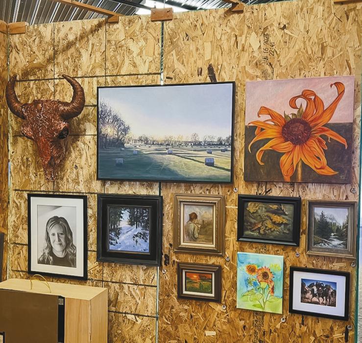Pictured above are Sand Painter art works, including Chana Orton’s Nebraska Life Award at the top right center.