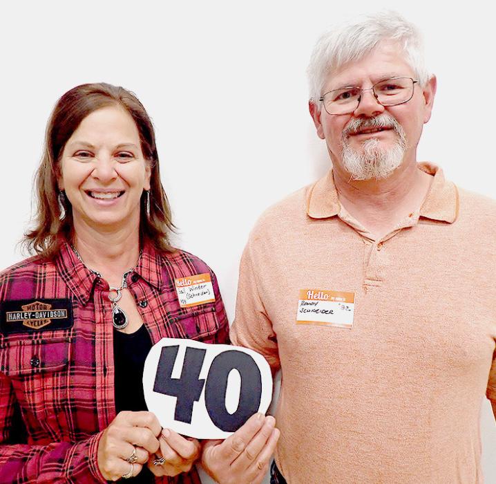 Gail Schneider Winter, who graduated in 1983 and Randy Schneider who graduated in 1982 and are 40 year honorees.