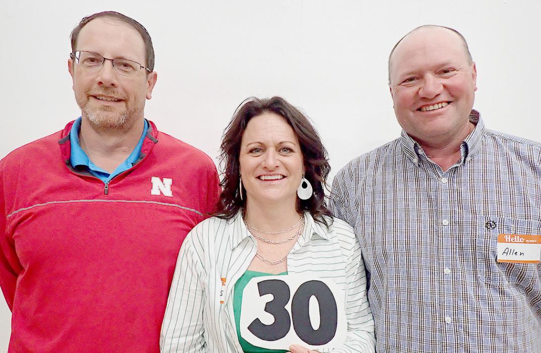 The class of 1993 are from L to R: Eric Noteboom, Christine Johnson Christie, and Allen Hockenbary and are 30 year honorees.