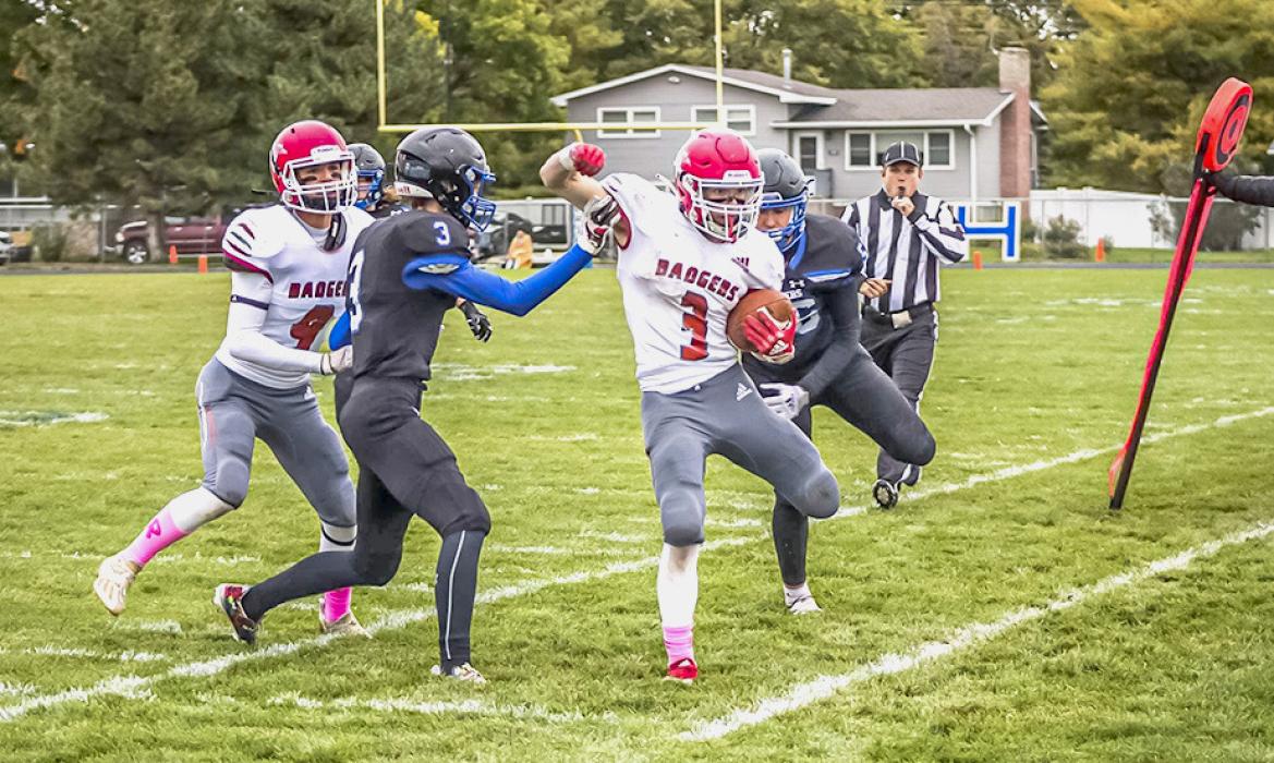 Connor Kruetner #3 gets tangled into the sidelines by Hershey as the whistle blows. Photos by Jessica Stankoski