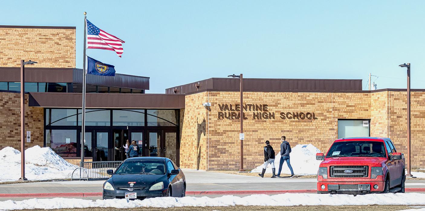 The Valentine High School Thursday, March 2, 2023, where an Active Shooter was phoned in to 911. It was discovered that this incident was a hoax, several that occurred across Nebraska. Students prepare for an early dismissal on that day. Photo by Laura Vroman