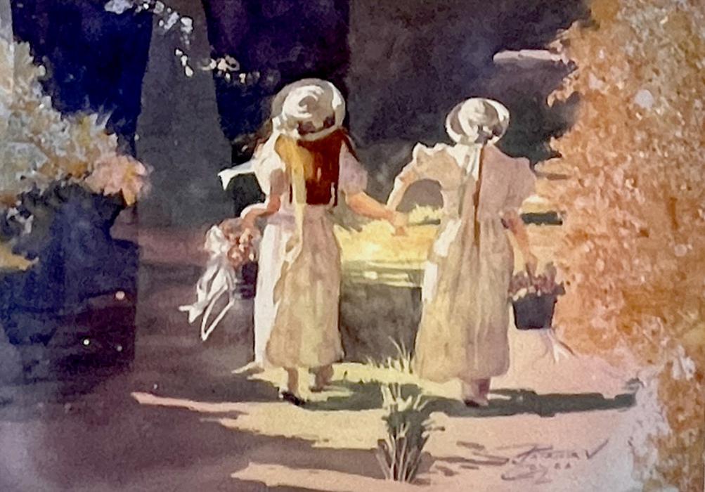 Second place, Flower Girls watercolor by Patti Coslor of Sargent.